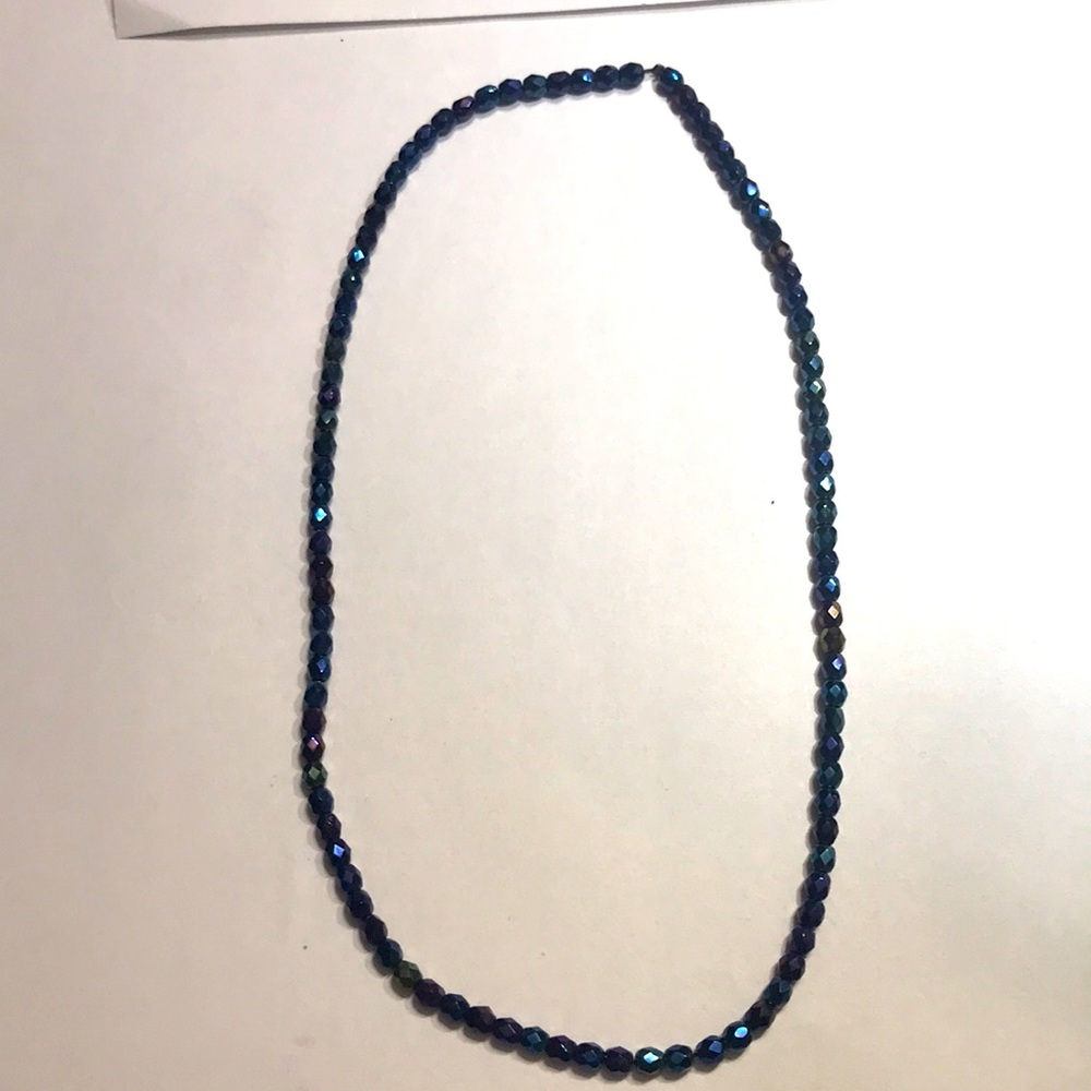 Blue Metallic Beaded Necklace